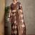 Brown kantha work silk cotton tussar saree