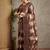 Brown kantha work silk cotton tussar saree