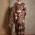 Brown kantha work silk cotton tussar saree