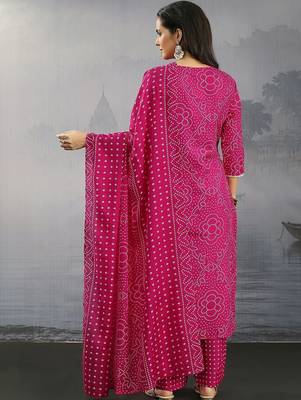 women ethnic motifs printed regular thread work kurta with palazzos & with dupatta 6