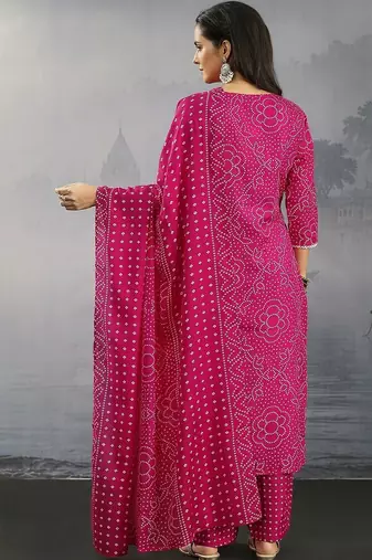women ethnic motifs printed regular thread work kurta with palazzos & with dupatta