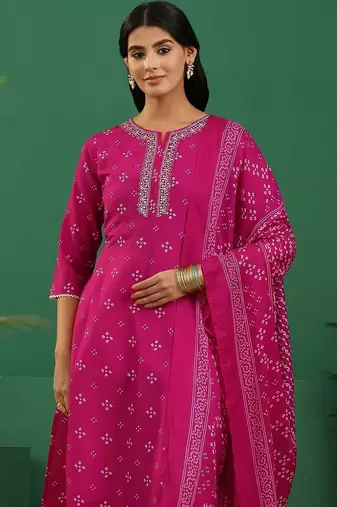women ethnic motifs printed regular thread work kurta with palazzos & with dupatta