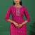 women ethnic motifs printed regular thread work kurta with palazzos & with dupatta