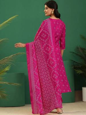 women ethnic motifs printed regular thread work kurta with palazzos & with dupatta 7