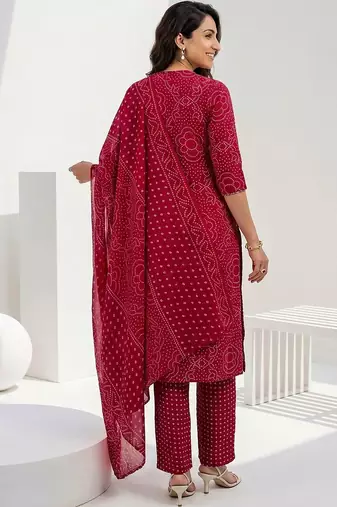 women ethnic motifs printed regular kurta with trousers & with dupatta
