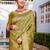 Lime striped banarasi saree