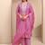 women ethnic motifs printed regular thread work kurta with trousers & with dupatta