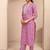 women ethnic motifs printed regular thread work kurta with trousers & with dupatta