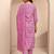 women ethnic motifs printed regular thread work kurta with trousers & with dupatta