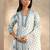 white floral printed cotton a-line suit set with dupatta