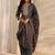 libas black ajrak printed straight suit set with dupatta