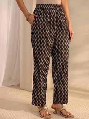 libas black ajrak printed straight suit set with dupatta 5