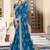 Blue bandhani embroidered silk blend saree