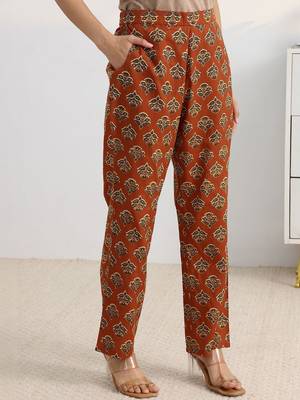 libas rust floral printed a-line suit set with dupatta 6