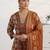 libas rust floral printed a-line suit set with dupatta