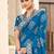 Blue bandhani embroidered silk blend saree