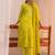 women bandhani printed regular thread work kurta with trousers & with dupatta