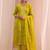 women bandhani printed regular thread work kurta with trousers & with dupatta