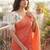 Peach woven design  cotton khadi saree