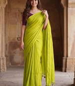 Lime  cotton khadi saree with blouse