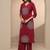women ethnic motifs printed regular thread work kurta with trousers & with dupatta