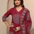 women ethnic motifs printed regular thread work kurta with trousers & with dupatta