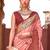 Peach peach-coloured & red ethnic motifs printed zari banarasi saree