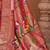 Peach peach-coloured & red ethnic motifs printed zari banarasi saree
