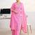 libas pink bandhani print straight suit set with dupatta