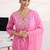 libas pink bandhani print straight suit set with dupatta