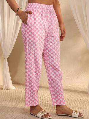 libas pink floral printed cotton straight suit set with dupatta 7