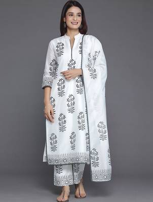 women floral printed regular kurta with trousers & with dupatta 1