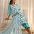 libas blue floral printed straight suit set with dupatta