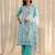 libas blue floral printed straight suit set with dupatta