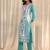 libas blue floral printed straight suit set with dupatta