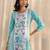 libas blue floral printed straight suit set with dupatta