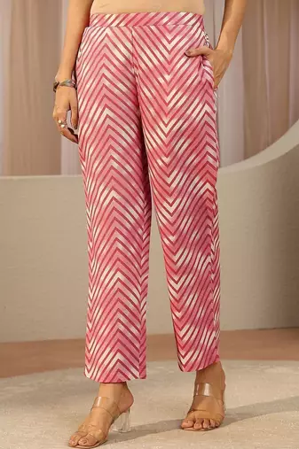 red paisley printed cotton straight suit set
