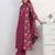 libas pink floral print a-line suit set with dupatta