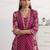 libas pink floral print a-line suit set with dupatta