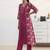 libas pink floral print a-line suit set with dupatta