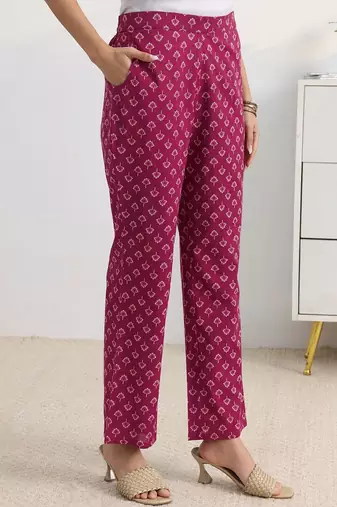 libas pink floral print a-line suit set with dupatta