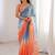 Multicolor ombre embroidered satin saree