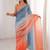 Multicolor ombre embroidered satin saree