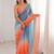 Multicolor ombre embroidered satin saree