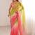Multicolor embellished sequinned satin heavy work saree