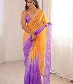 Multicolor ombre sequinned satin saree