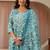blue paisley printed cotton straight suit set