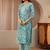 blue paisley printed cotton straight suit set