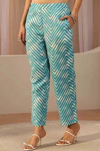 blue paisley printed cotton straight suit set