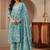 blue paisley printed cotton straight suit set